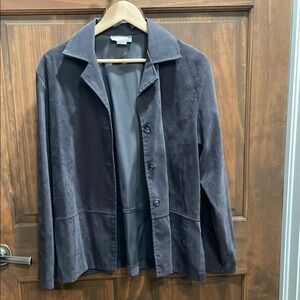 Gray Suede Button-Up Jacket